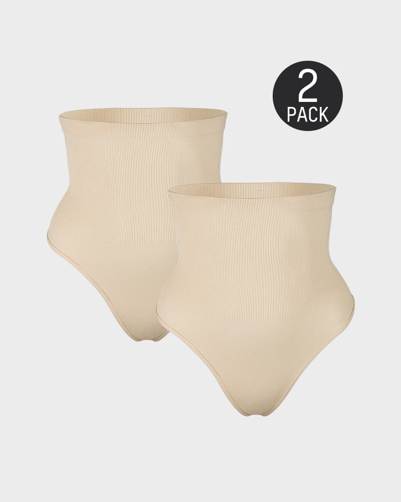 Sculpting High Waist Tummy Control Thong - Set of 2