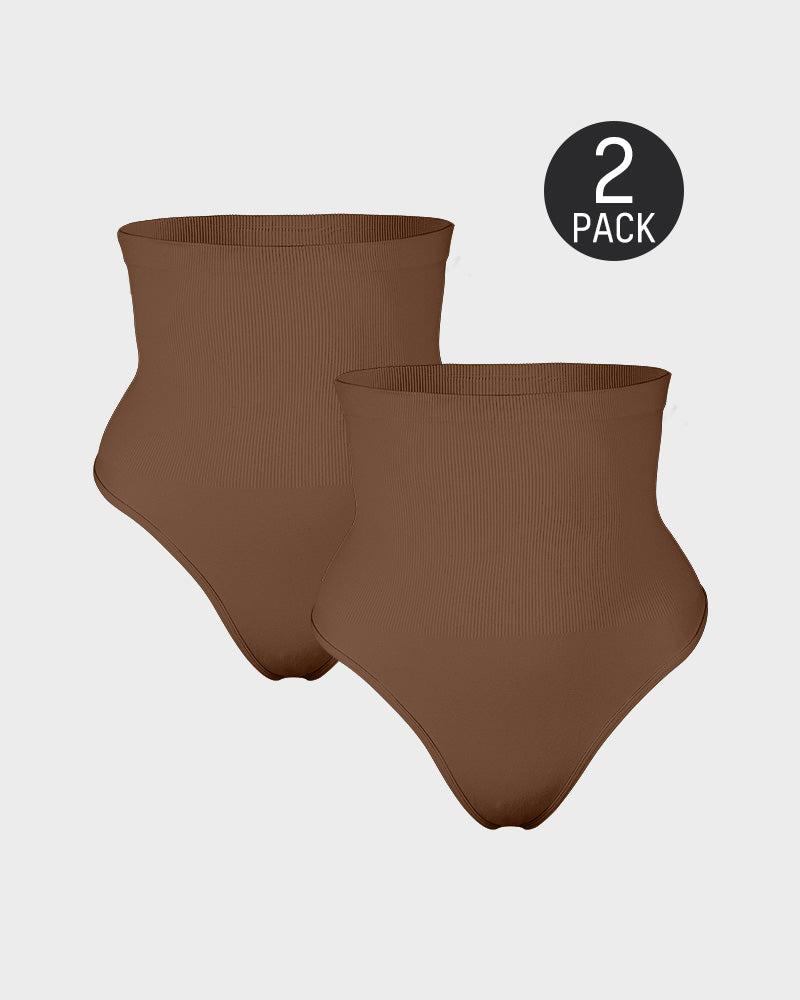 Sculpting High Waist Tummy Control Thong - Set of 2