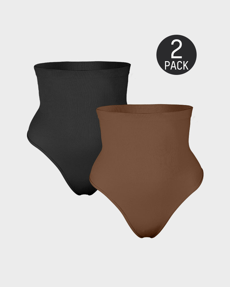 Sculpting High Waist Tummy Control Thong - Set of 2