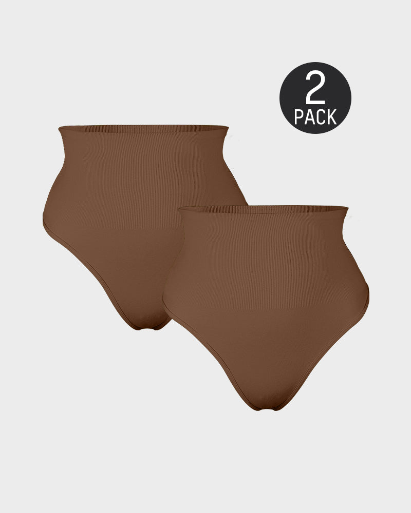 Sleek Mid-Waist Tummy Control Thong Set (2 Pack)