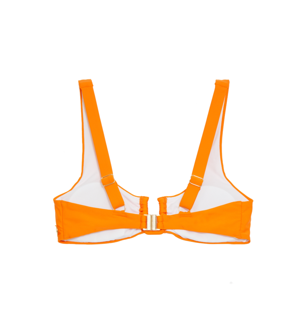 Vibrant Orange Balconette U-Front Bikini Top for a Stunning Beach Look