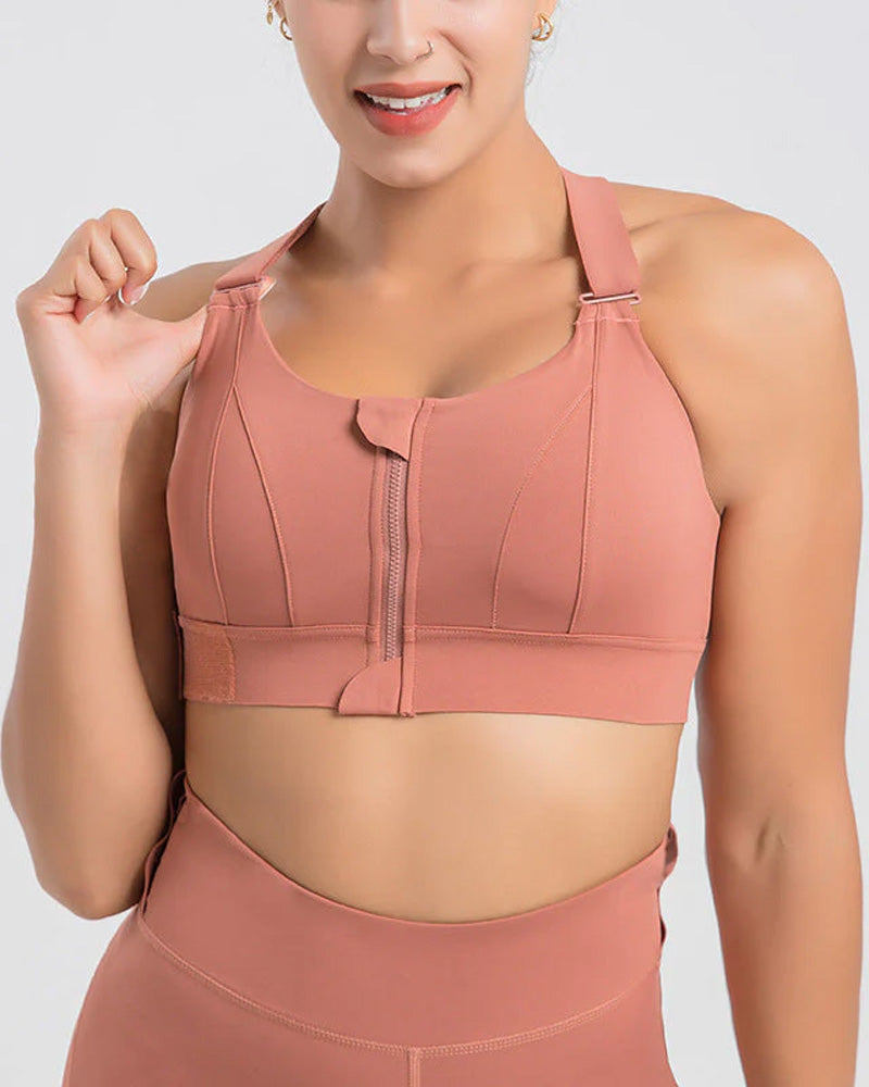 Ultimate Comfort Plus Size Zip-Front High Impact Sports Bra with Shock Absorption