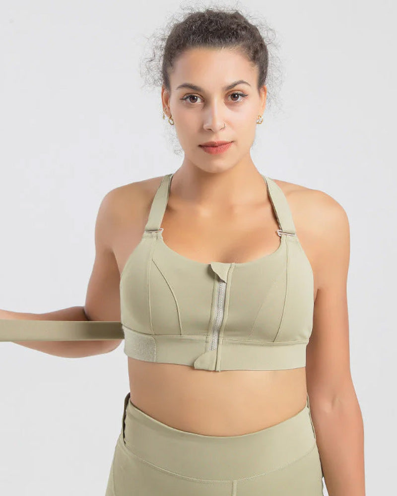 Ultimate Comfort Plus Size Zip-Front High Impact Sports Bra with Shock Absorption