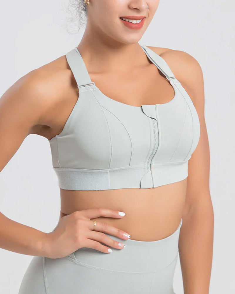 Ultimate Comfort Plus Size Zip-Front High Impact Sports Bra with Shock Absorption